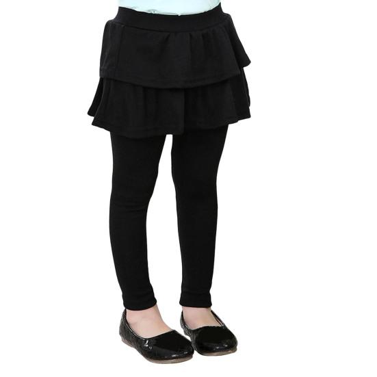 Юбка-кюлоты для девочек, однотонная юбка-шорты с оборками и средней посадкой, эластичные облегающие брюки для девочек, повседневная одежда