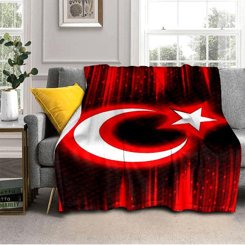 Turkish Flag Design Blanket Suitable for Sofas, Beds, Offices, And Camping - Perfect Gift for Halloween Christmas