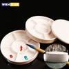 Imitation Porcelain Round Palette with Lid Acrylic Watercolor Painting Multifunctional White Paint Tray Artist Supplies