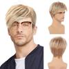 Short Straight Boy Wig Blonde Brown Synthetic With Bangs Cosplay Daily Wigs For Men Natural Fake Hair Halloween Heat Resistant Fiber