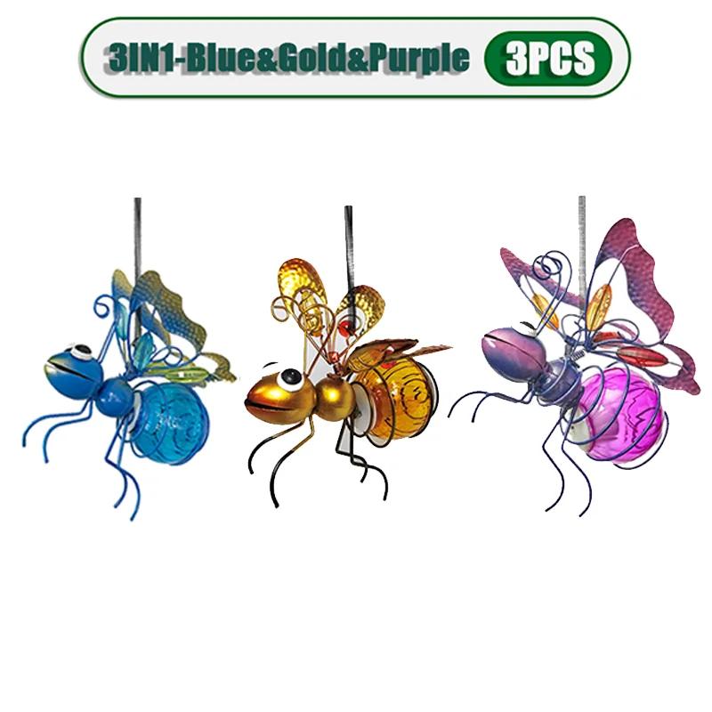 5 шт. подвесной металлический светильник в виде божьей коровки на солнечных батареях, садовый декор, скульптура леди с упругими пружинами, летние уличные художественные украшения