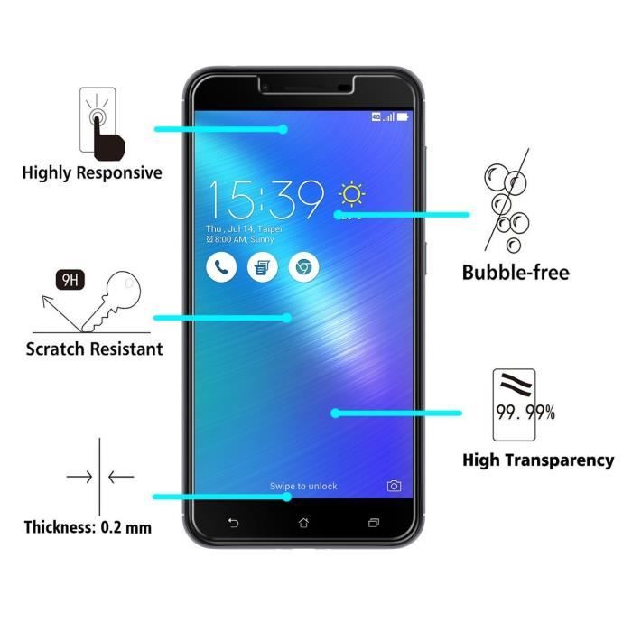 Coque Silicone - Phonillico® - ZENFONE 3 MAX PLUS ZC553KL - Ultra Slim - Transparent - Pack Protection Ecran