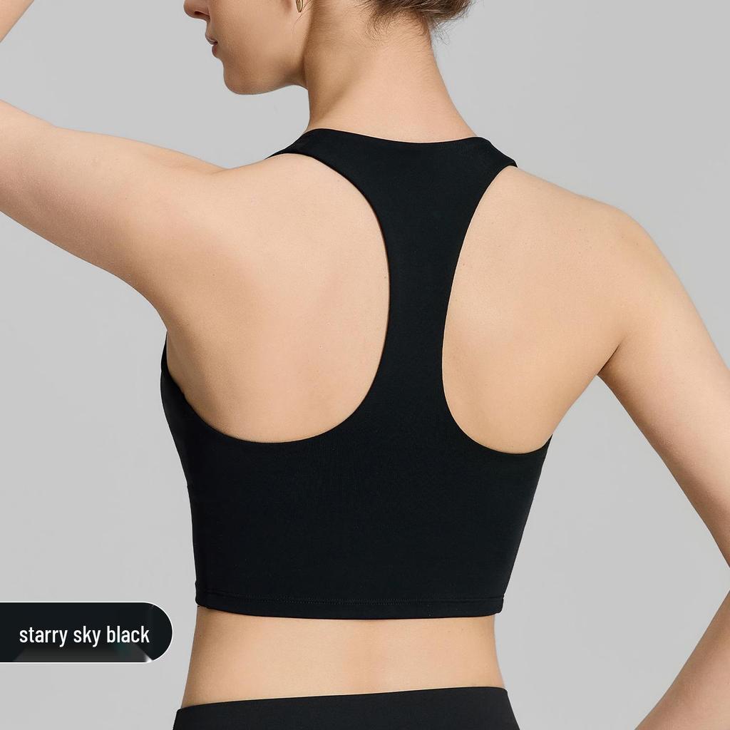 Женский спортивный топ-бра с V-образным вырезом и топ-майка для йоги с завязками на шее и фиксированными чашками - Поддерживает жир в области подмышек