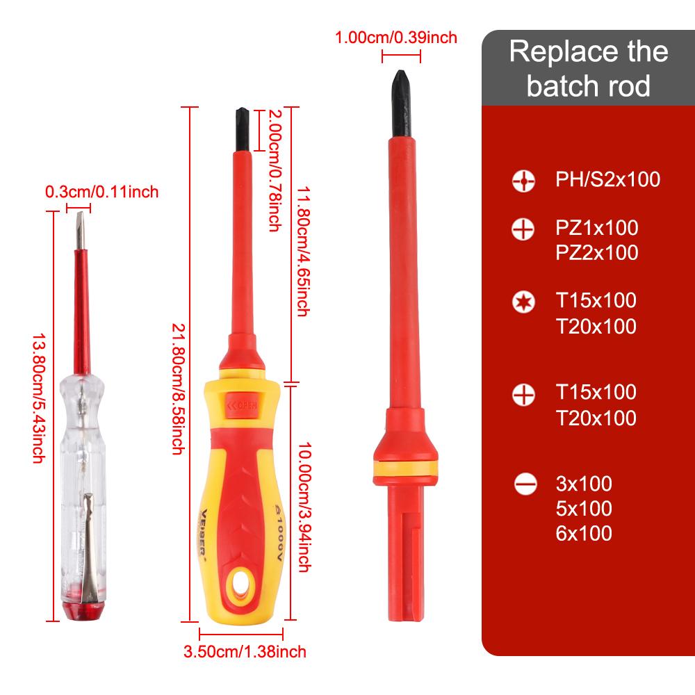 13 Pcs 1000V Screwdriver Set Phillips Slotted Bits Insulated Magnetic Screwdriver Multifunctional For Electrician Hand Tools