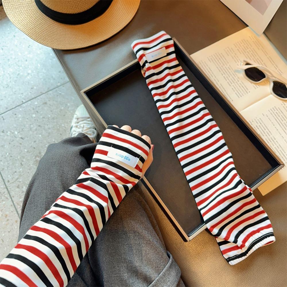 Elastic Striped Ice Sleeves Arm Protection Summer Cycling Sleeves Sunscreen Sleeve Driving