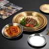 Stainless Steel Dinner Plates Round Salad Serving Plate Easy To Clean Pizza Fruit Bowl for Home Kitchen Outdoor Camping BBQ
