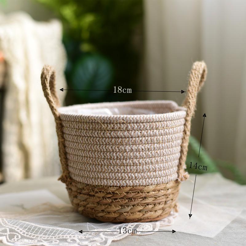 Пасторальная скандинавская плетеная цветочная корзина-сумка для композиций из сухоцветов и горшка с суккулентом