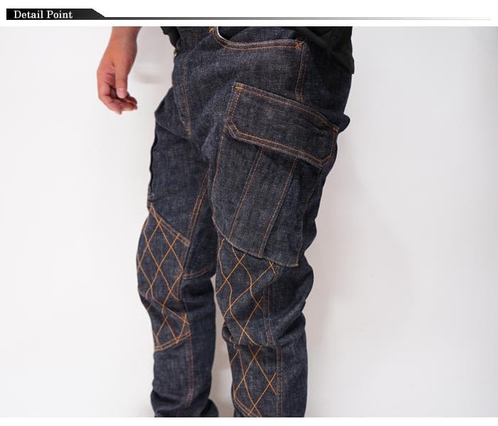 Kojima Jeans KOJIMA GENES 13 унций Джинсы карго с двойными коленями, узкие, стрейч, деним, одна стирка, сделано в Японии, мужские RNB-117 Индиго-42