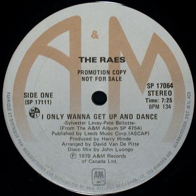12-дюймовая пластинка RAES - I Only Wanna Get Up And Dance SP17064 A&M Records 1979 США Танцевальная и электронная музыка Б/у