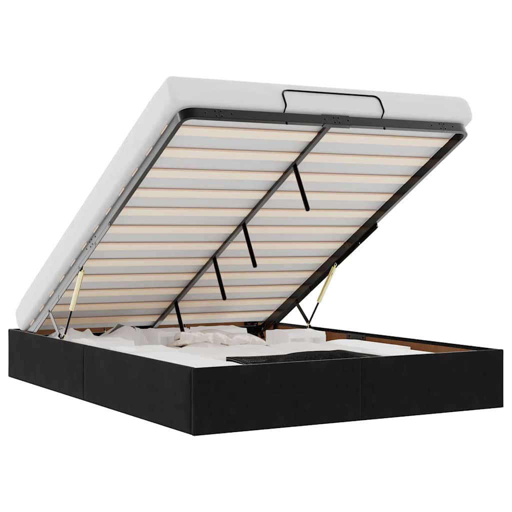 Ottoman Bed without Mattress Black 140x200 cm Velvet