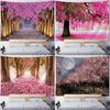 Pink Cherry Blossom Forest Pattern Tapestry Home Wall Decoration Tapestry Bedroom Living Room Tapestry