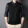Men's Fake Two-piece Set Autumn New Shirt Collar Korean Style Trendy Young and Middle-aged Loose Knitted Bottoming Shirt