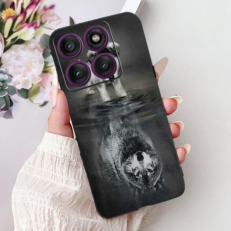 Для Motorola Edge 60Pro XT2507-1 Задняя крышка Для Motorola Edge 60 Pro Чехол Милый Мультяшный Роскошный Цветочный Рисунок Черный Силикон 6.7"