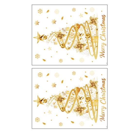 2/4Pcs Golden Christmas Tree Window Cling Removable Waterproof Merry Xmas Tree Static Glass Sticker Holiday Party Decoration Decal