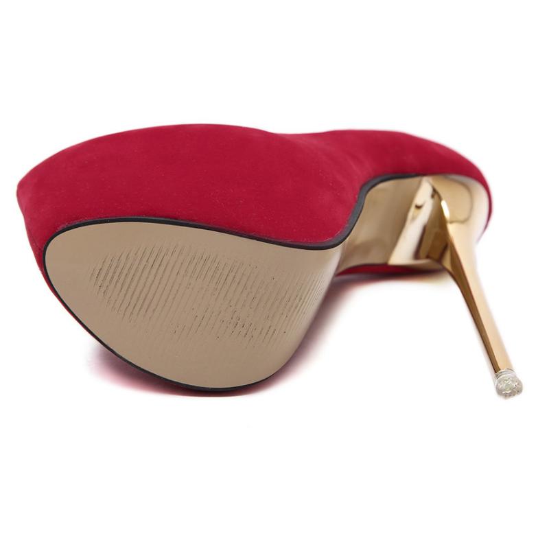 Большие размеры 41 42 43 44 45 Сексуальные туфли-лодочки Свадебные женские туфли-фетиш Лаконичные женские туфли-лодочки на высоком каблуке Туфли-лодочки для стриптиза из флока 16 см Escarpins