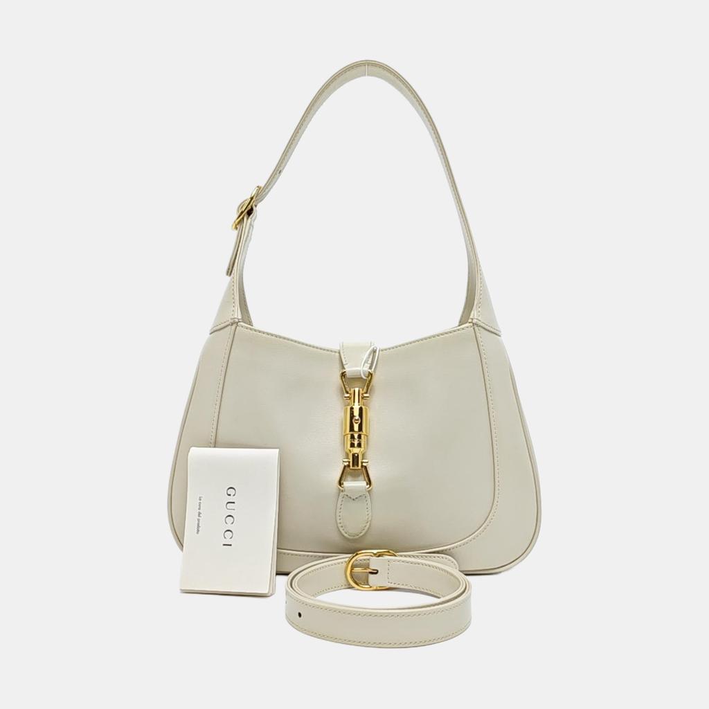 [Pre-Owned] Jackie 1961 Gold Lock Removable Extended Shoulder Strap Leather Half-Moon Underarm Bag Small - Very Good #WWPUM6