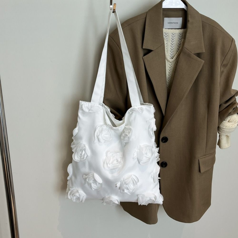 Белая сумка через плечо с цветочным принтом, легкая парусиновая сумка, модная нейлоновая сумка, пляжная