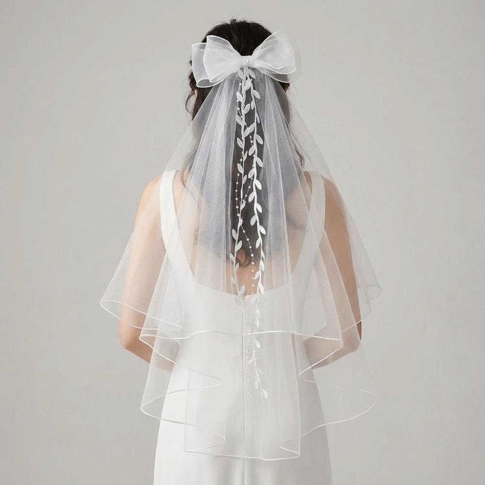 Polyester Bow Veil Hair Hoop Mesh Bridal Tulle Portable Girls Head Gauze  Birthday Headdress