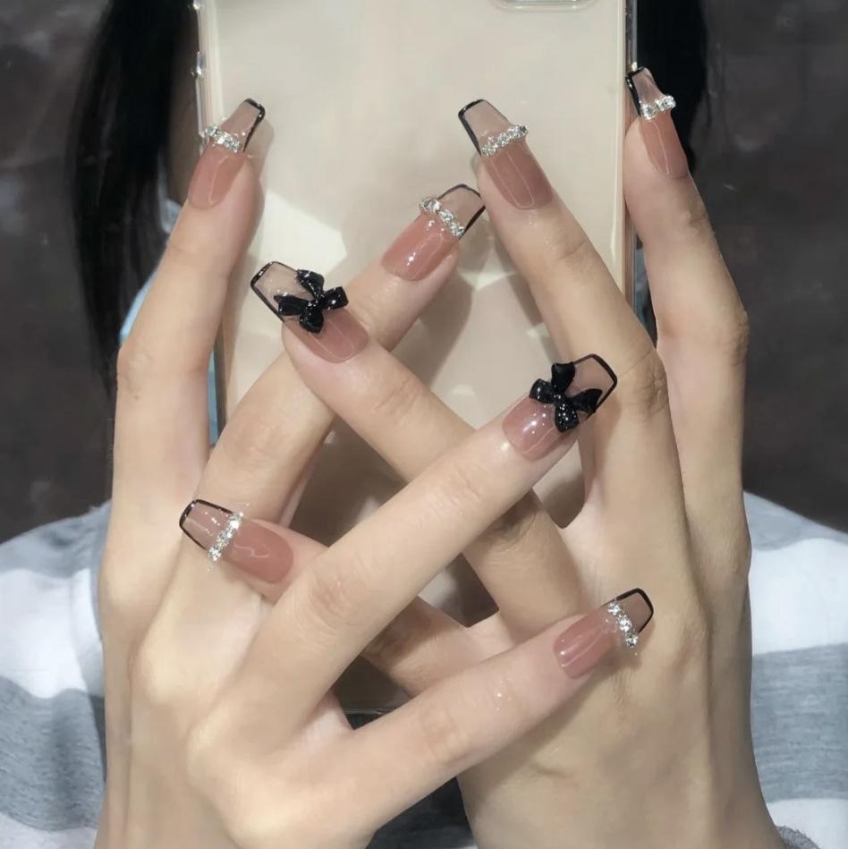 24 шт./кор., длинные накладные ногти в форме гроба, звезды, луна, дизайн, цвет макарон, прозрачный, со сверлом для ногтей, съемные накладные ногти