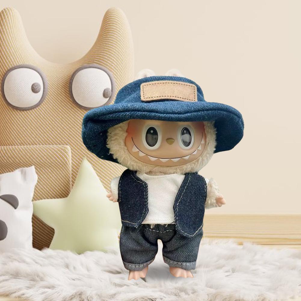 For Labubu 17cm Dolls Clothes Plush Cartoon Set No Doll Doll Outfit Kawaii Dolls Dress Up Skirt Suit DIY Gift for Girls Kids