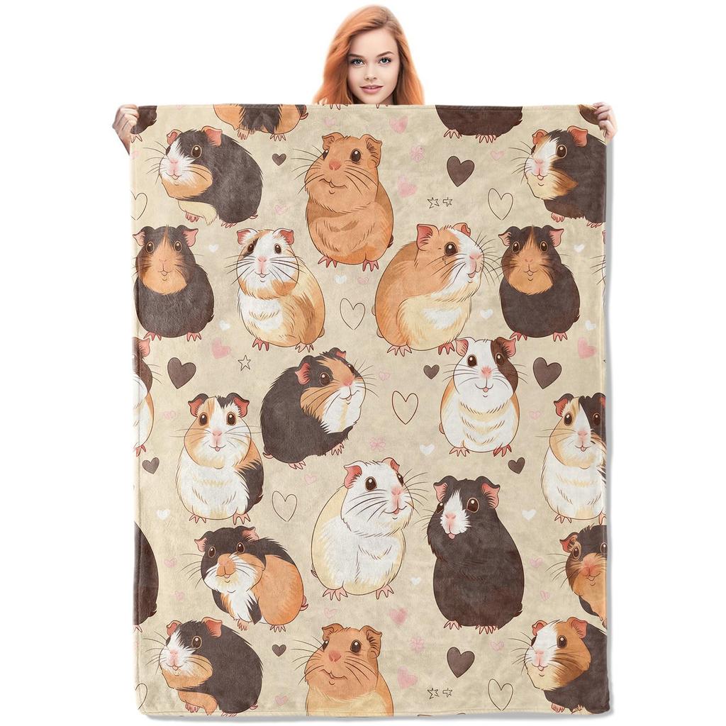 Guinea Pig Blanket Hamster Animal Throw Blankets Plush Cozy Flannel Ultra Soft Fuzzy Funny Party Blanket Gifts for Girls Women