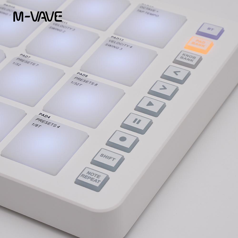 M-VAVE SMC 16-клавишный мини-контроллер MIDI-пэдов Bluetooth