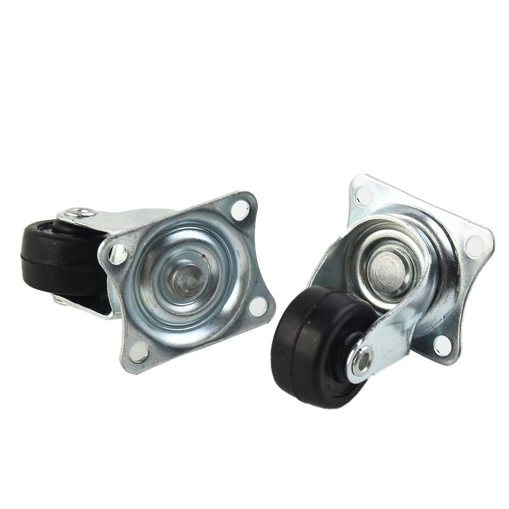 4 шт. поворотных ролика, 1-дюймовые серебристые резиновые мебельные колеса с верхними пластинами, винты