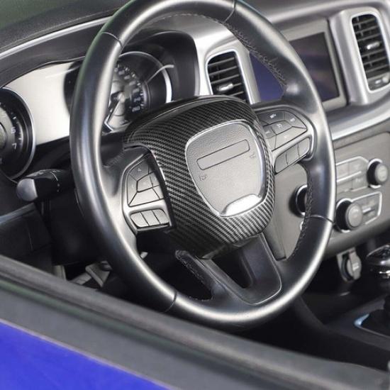 Carbon Fiber Center Steering Wheel Covers For Challenger Charger Durango SRT 15+