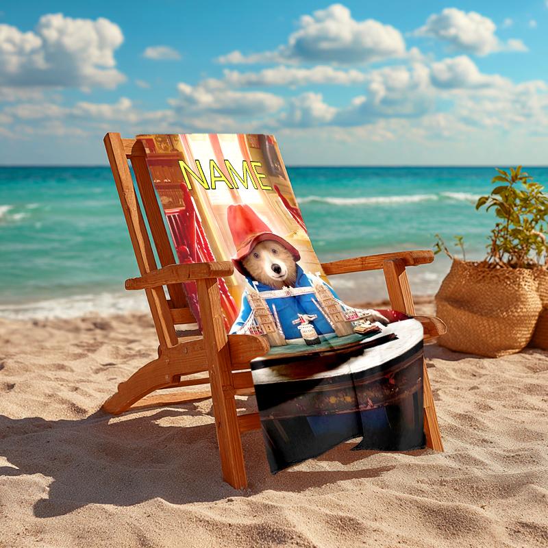 Personalized customized proof beach towel with Paddington Bear pattern - soft, absorbent,quick-drying,perfect swimming,camping&bathing