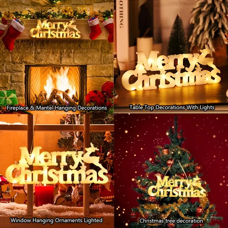 Светодиодная 3D буква Merry Christmas, световая вывеска, настольная табличка, праздничная вечеринка, домашнее украшение, орнамент, декор