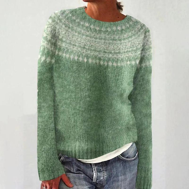 JKASHDK Женская мода повседневный геометрический принт осень зима длинный рукав O-образный вырез свободные свитера