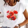 (Asian Size) T Shirt Female Women Tee Top Clothing Casual Flower Trend Lovely 90s Fashion Short Sleeve Print Lady Graphic T-shirts
