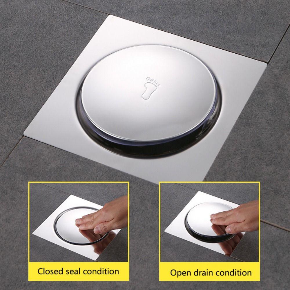 Rust-proof Bathroom Hair Strainer Removable Floor Hair Catcher Square Shower Drain Laundry Floor