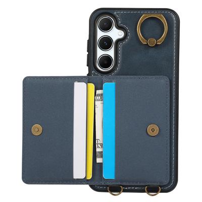 Для Samsung Galaxy A34 5G Чехол-накладка из искусственной кожи с держателем для карт, подставкой и ремешком на запястье