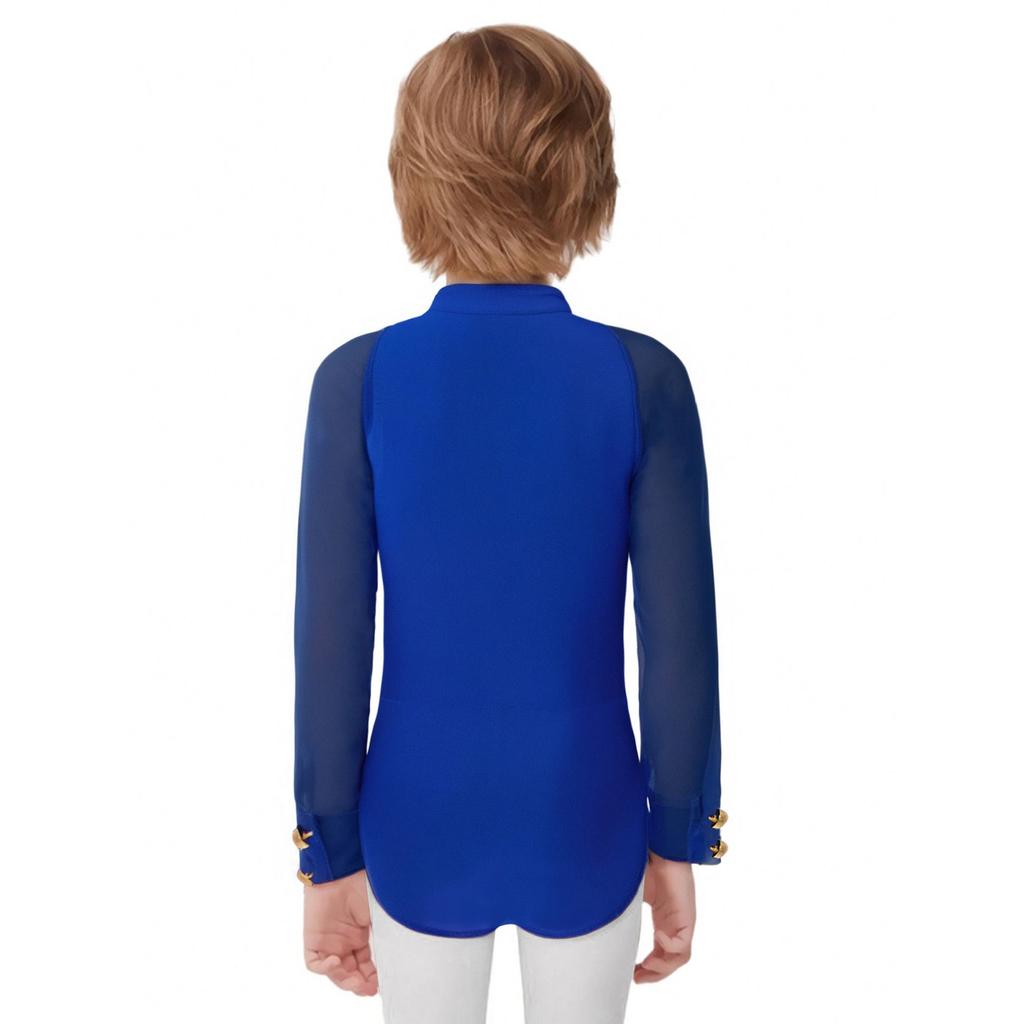 Боди для латиноамериканских танцев для мальчиков, с длинным рукавом, воротником-стойкой, леотард, костюм для сцены, соревнований