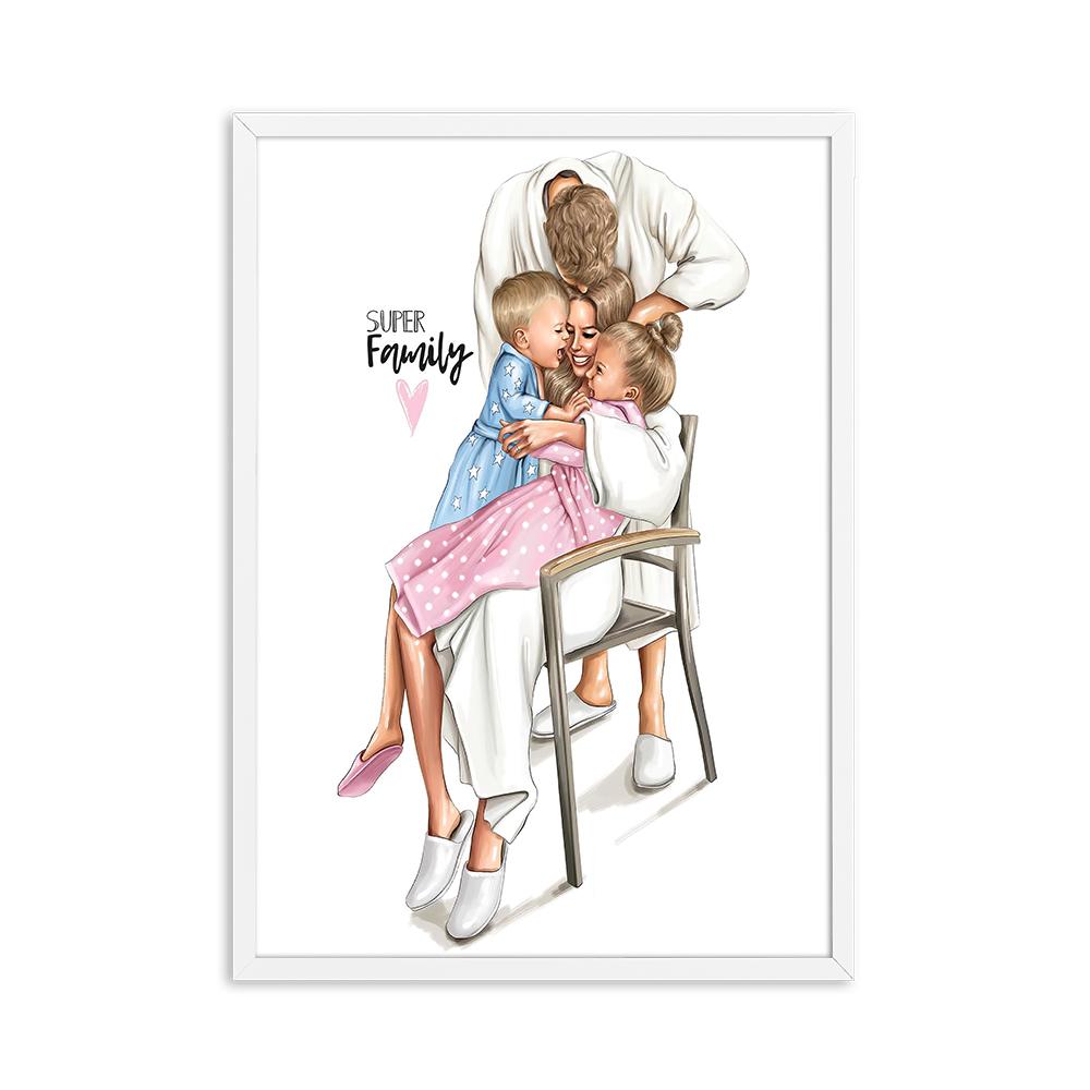 Модная настенная живопись на холсте для мамы, принцесса для девочек, постеры с скандинавским принтом, семейная любовь, настенные панно для украшения гостиной