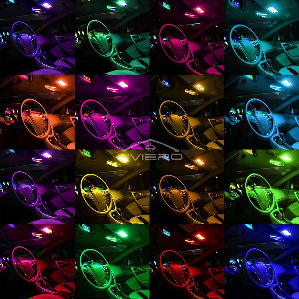 2PCS T10 W5W 5050 6SMD DC 12V Remote Controller RGB 194 Festoon Dome Light Wedge Side Car Atmosphere Waterproof Bulb Turn Signal Neon Lights 4