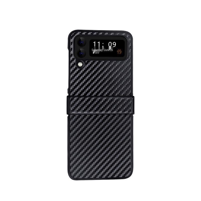 Кожаный чехол из углеродного волокна для Samsung Z Flip7/Z Flip5: Полное покрытие, защита от падений для складного экрана