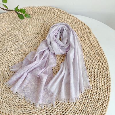 Scarf Cotton Women Purple Long Neck Wrap Shawl Breathable Summer Sun Protecion Accessory For Beach Spring Holiday