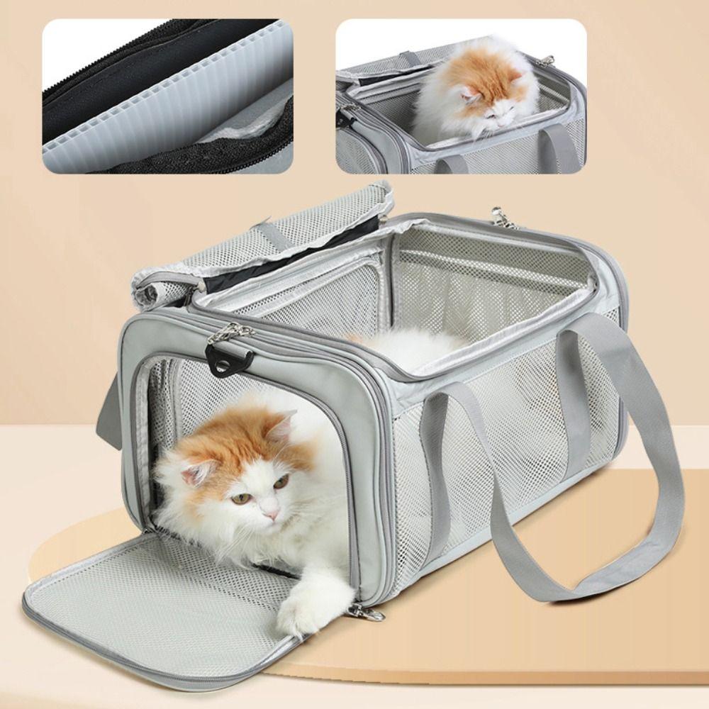 Lightweight Canvas Pets Travel Handbag Breathable Large Capacity Cat Bag Foldable Portable Pet Airline Bag Cat