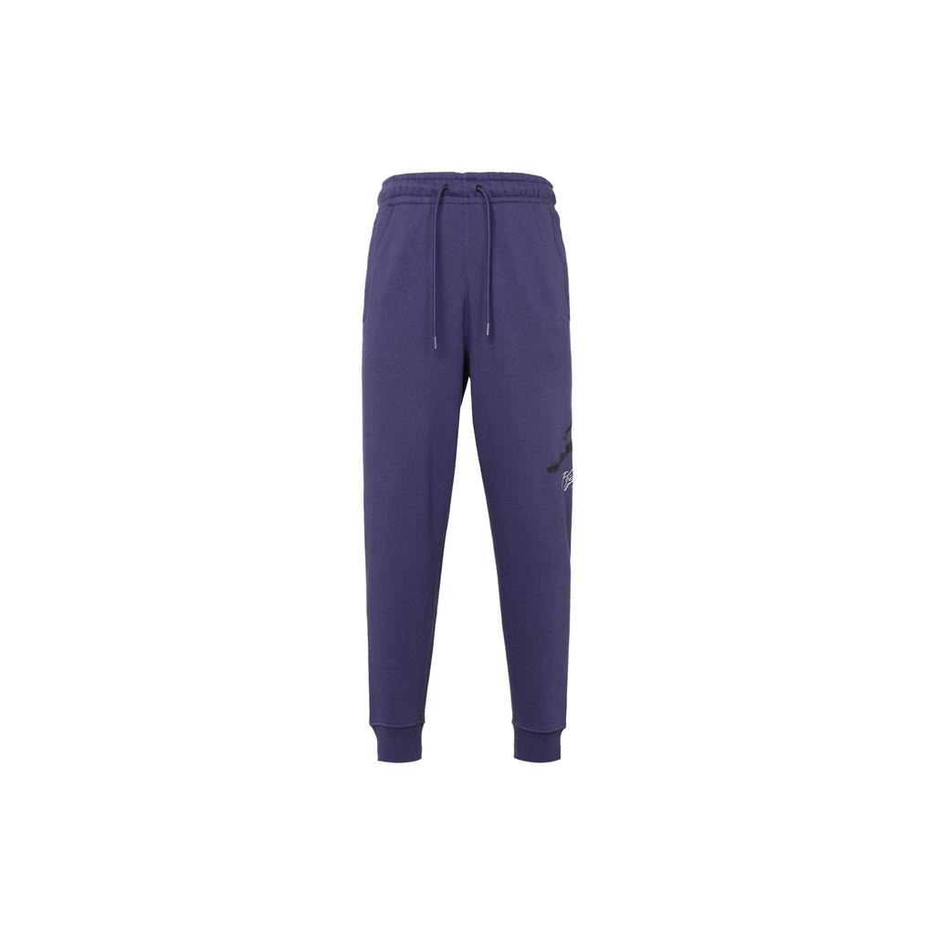 Jordan Logo Print Running Fitness Fleece-Lined Thick Lace-Up Knit Sports Pants Men Bottoms Purple FD7346-502