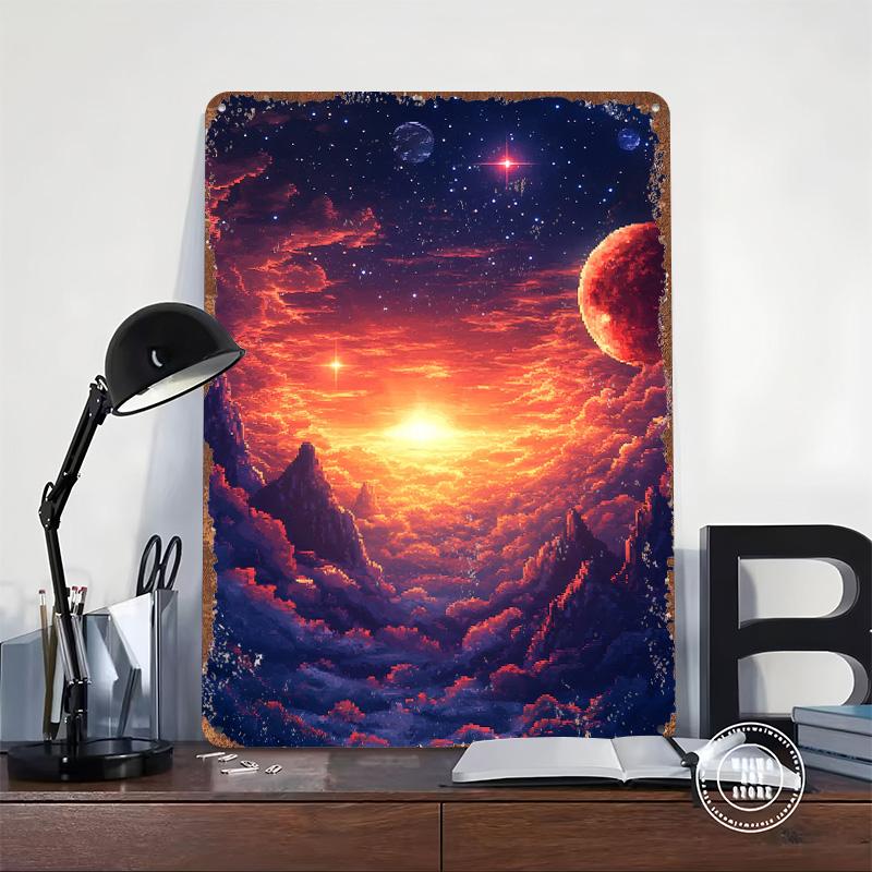Sunset in a Starry Sky Tinplate Poster Customized Wall Art Vintage Retro Metal Signs for Room Decoration Garage Decorations Home