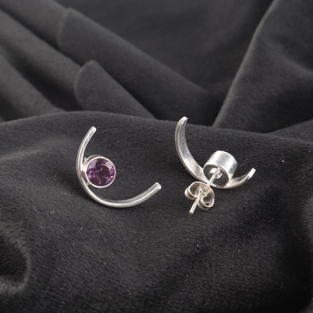 Аметист Драгоценный камень 925 Серебро Этнические Пусеты Помолвочный Подарок Бабочка Новые Серьги EE-145-9