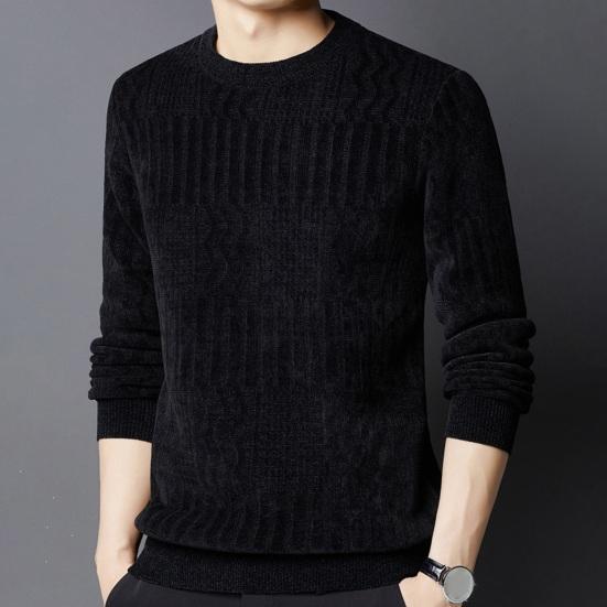 Осень-зима мужской свитер с круглым вырезом вязаный толстый теплый с длинным рукавом сплошной цвет плюс размер средней длины эластичный повседневный пуловер мужской свитер