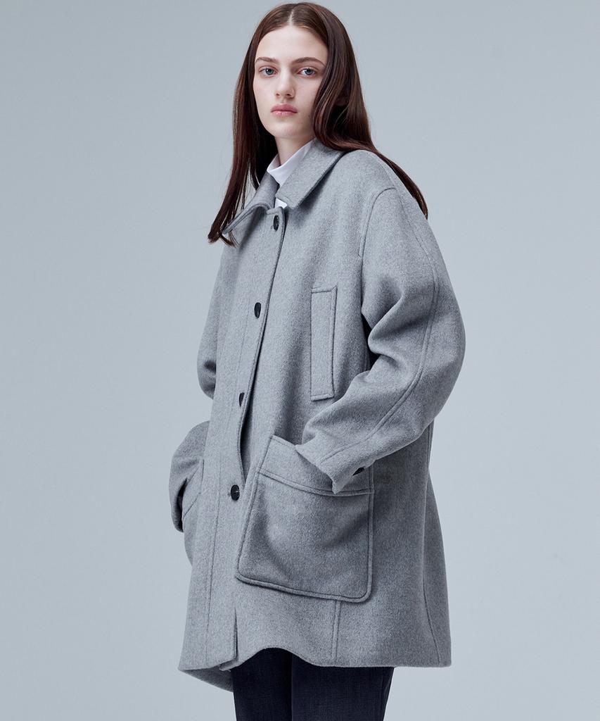Maloupe 6508 Wool Half Coat (Grey)