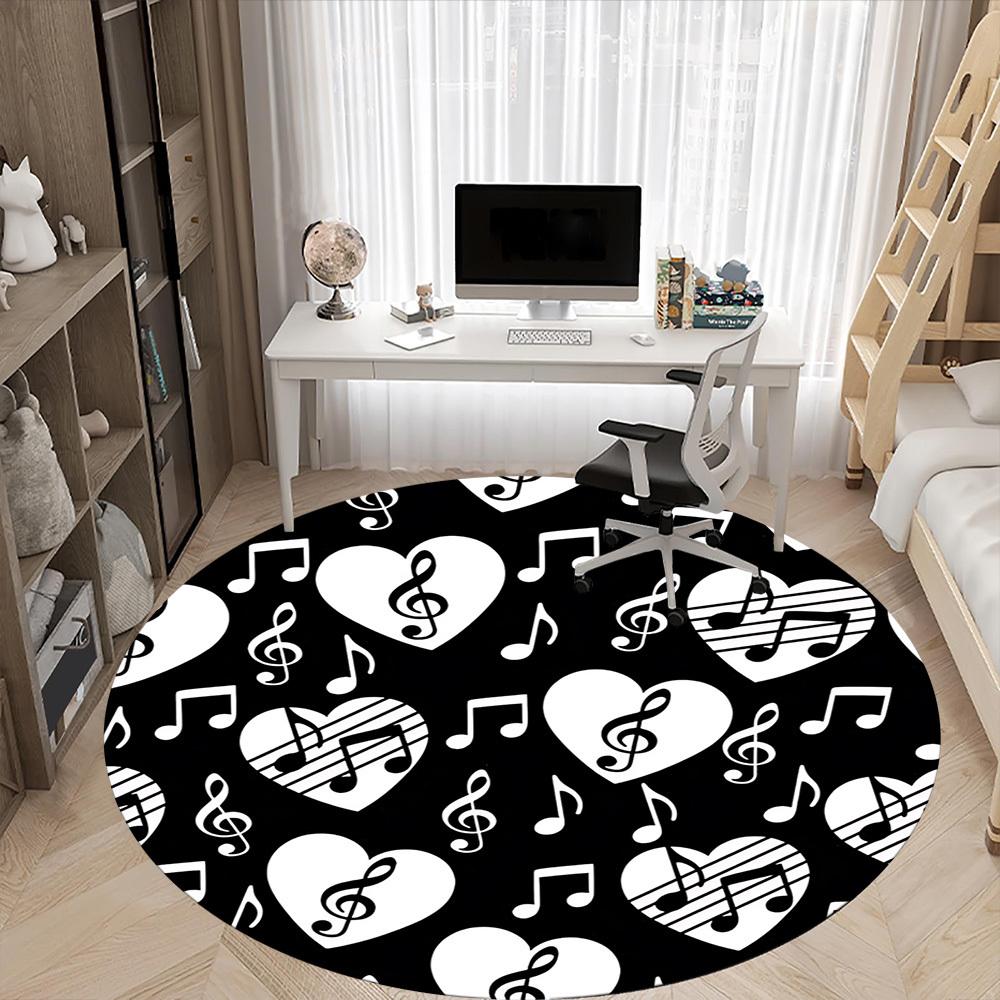1pc Music Notes Heart Pattern Chair Carpet for Office, Non-slip, Soft and Durable Office Rug for Decoration, Perfect for Office yy260105034