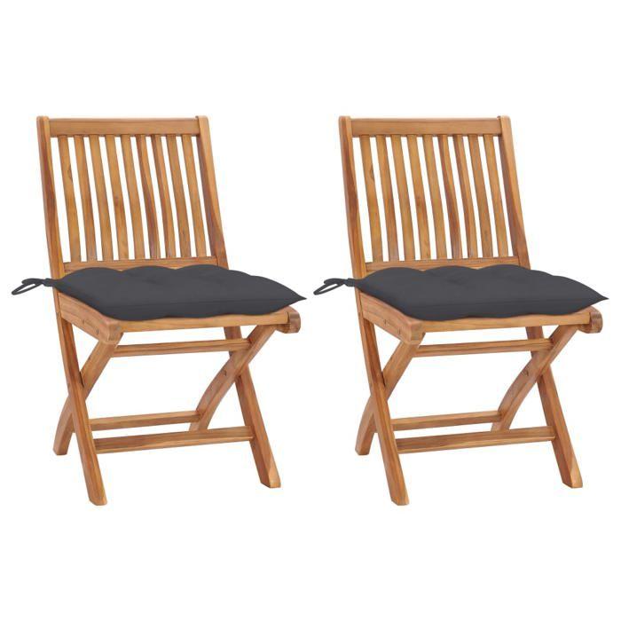 Chaises de jardin - VIDAXL - Bois de teck - Pliantes - Anthracite