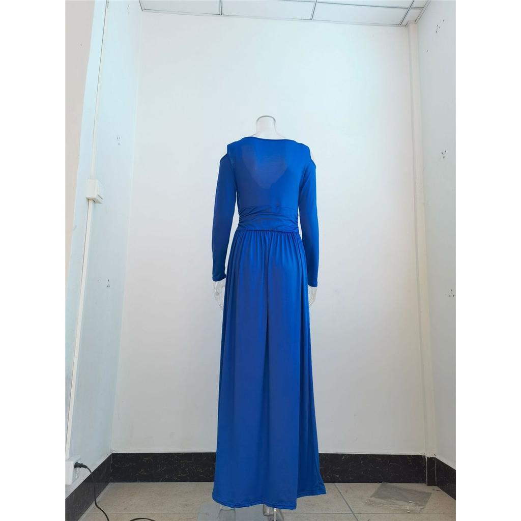 Женское элегантное платье с длинным рукавом и V-образным вырезом