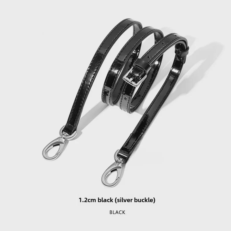 MHS-A-25 Черная блестящая лакированная сумка через плечо с регулируемым ремнем и пряжкой-шпилькой