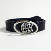 Ремень Planet Retro Black Trendy Cool Oval Buckle Men's Personality Simple Women's Decorative Belt Niche Belt